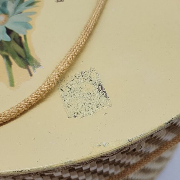 Yellow Wicker Sewing Basket Box with Lid and Spool Holder by Princess 6.25" High - Picture 6 of 11